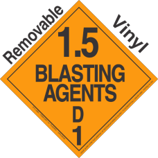 Explosive Class 1.5D Removable Vinyl DOT Placard