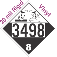 Corrosive Class 8 UN3498 20mil Rigid Vinyl DOT Placard