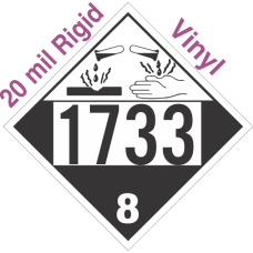 Corrosive Class 8 UN1733 20mil Rigid Vinyl DOT Placard