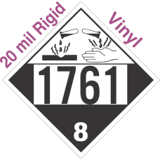 Corrosive Class 8 UN1761 20mil Rigid Vinyl DOT Placard