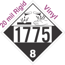 Corrosive Class 8 UN1775 20mil Rigid Vinyl DOT Placard