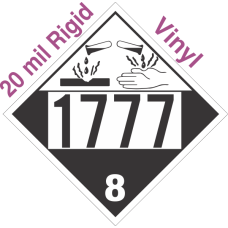 Corrosive Class 8 UN1777 20mil Rigid Vinyl DOT Placard