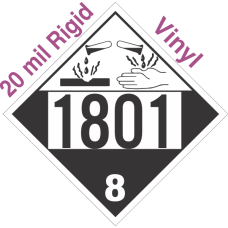 Corrosive Class 8 UN1801 20mil Rigid Vinyl DOT Placard