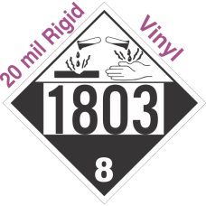 Corrosive Class 8 UN1803 20mil Rigid Vinyl DOT Placard