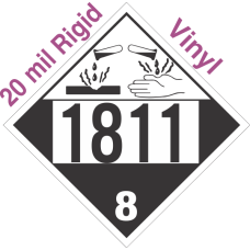 Corrosive Class 8 UN1811 20mil Rigid Vinyl DOT Placard