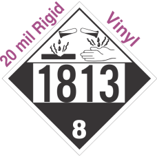 Corrosive Class 8 UN1813 20mil Rigid Vinyl DOT Placard