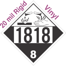 Corrosive Class 8 UN1818 20mil Rigid Vinyl DOT Placard