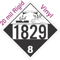 Corrosive Class 8 UN1829 20mil Rigid Vinyl DOT Placard