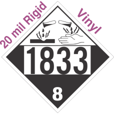 Corrosive Class 8 UN1833 20mil Rigid Vinyl DOT Placard