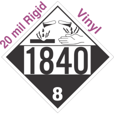 Corrosive Class 8 UN1840 20mil Rigid Vinyl DOT Placard
