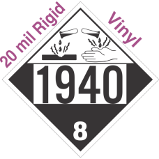 Corrosive Class 8 UN1940 20mil Rigid Vinyl DOT Placard