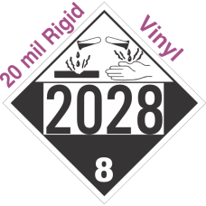 Corrosive Class 8 UN2028 20mil Rigid Vinyl DOT Placard