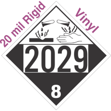 Corrosive Class 8 UN2029 20mil Rigid Vinyl DOT Placard