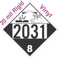 Corrosive Class 8 UN2031 20mil Rigid Vinyl DOT Placard