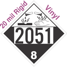 Corrosive Class 8 UN2051 20mil Rigid Vinyl DOT Placard