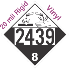 Corrosive Class 8 UN2439 20mil Rigid Vinyl DOT Placard