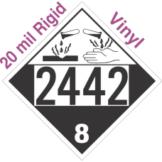 Corrosive Class 8 UN2442 20mil Rigid Vinyl DOT Placard
