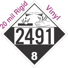 Corrosive Class 8 UN2491 20mil Rigid Vinyl DOT Placard