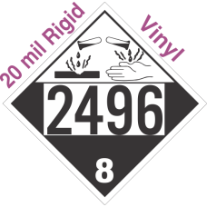 Corrosive Class 8 UN2496 20mil Rigid Vinyl DOT Placard