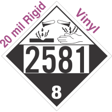 Corrosive Class 8 UN2581 20mil Rigid Vinyl DOT Placard