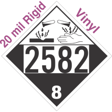 Corrosive Class 8 UN2582 20mil Rigid Vinyl DOT Placard