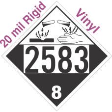 Corrosive Class 8 UN2583 20mil Rigid Vinyl DOT Placard