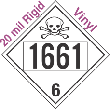 Poison Toxic Class 6.1 UN1661 20mil Rigid Vinyl DOT Placard