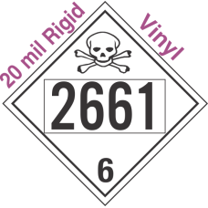Poison Toxic Class 6.1 UN2661 20mil Rigid Vinyl DOT Placard