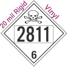 Poison Toxic Class 6.1 UN2811 20mil Rigid Vinyl DOT Placard