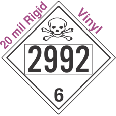 Poison Toxic Class 6.1 UN2992 20mil Rigid Vinyl DOT Placard