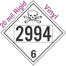 Poison Toxic Class 6.1 UN2994 20mil Rigid Vinyl DOT Placard