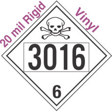 Poison Toxic Class 6.1 UN3016 20mil Rigid Vinyl DOT Placard