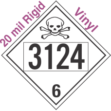 Poison Toxic Class 6.1 UN3124 20mil Rigid Vinyl DOT Placard