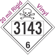 Poison Toxic Class 6.1 UN3143 20mil Rigid Vinyl DOT Placard