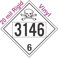 Poison Toxic Class 6.1 UN3146 20mil Rigid Vinyl DOT Placard