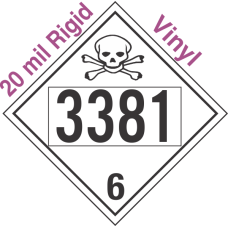 Poison Toxic Class 6.1 UN3381 20mil Rigid Vinyl DOT Placard