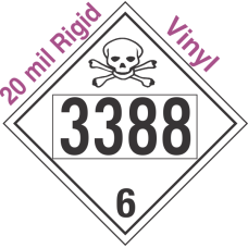 Poison Toxic Class 6.1 UN3388 20mil Rigid Vinyl DOT Placard