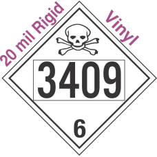 Poison Toxic Class 6.1 UN3409 20mil Rigid Vinyl DOT Placard
