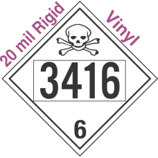 Poison Toxic Class 6.1 UN3416 20mil Rigid Vinyl DOT Placard