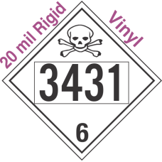 Poison Toxic Class 6.1 UN3431 20mil Rigid Vinyl DOT Placard