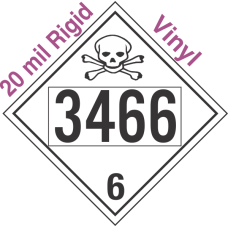 Poison Toxic Class 6.1 UN3466 20mil Rigid Vinyl DOT Placard