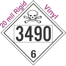 Poison Toxic Class 6.1 UN3490 20mil Rigid Vinyl DOT Placard