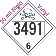 Poison Toxic Class 6.1 UN3491 20mil Rigid Vinyl DOT Placard