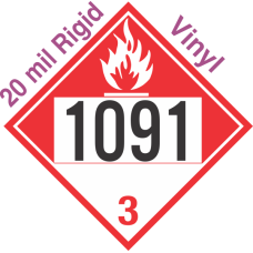 Combustible Class 3 UN1091 20mil Rigid Vinyl DOT Placard