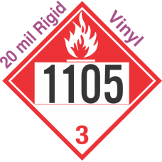 Combustible Class 3 UN1105 20mil Rigid Vinyl DOT Placard