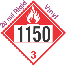 Combustible Class 3 UN1150 20mil Rigid Vinyl DOT Placard