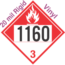 Combustible Class 3 UN1160 20mil Rigid Vinyl DOT Placard