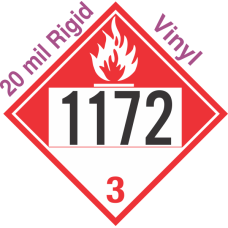 Combustible Class 3 UN1172 20mil Rigid Vinyl DOT Placard