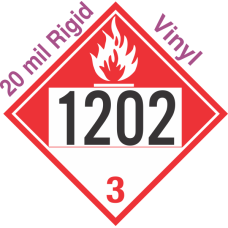 Combustible Class 3 UN1202 20mil Rigid Vinyl DOT Placard