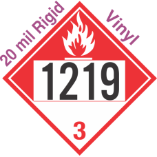 Combustible Class 3 UN1219 20mil Rigid Vinyl DOT Placard
